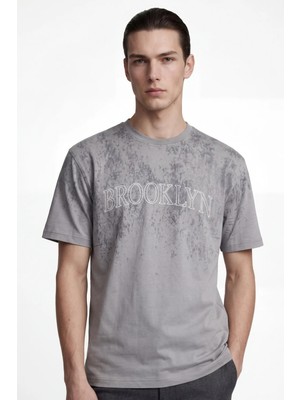 Hakke Erkek Brooklyn Baskılı Oversize T-Shirt