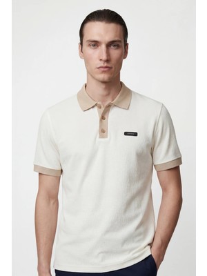 Hakke Yaka ve Kol Kontrast Detaylı Erkek Polo T-Shirt