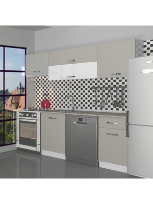 Decoraktiv Elite 220 Mdf Hazır Mutfak Dolabı - Tezgah Dahil - Kumtaşı