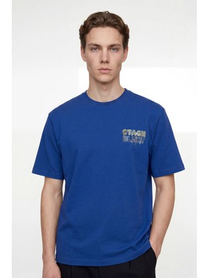 Hakke Bisiklet Yaka Yazı Baskılı Erkek T-Shirt