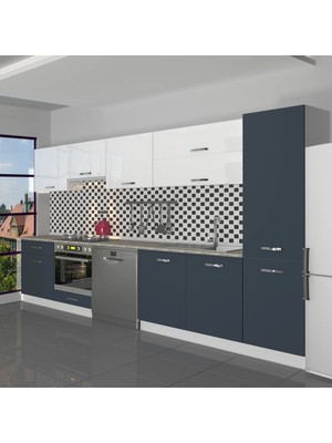 Decoraktiv Elite 325Y Ankastre Fırın Modüllü Mdf Hazır Mutfak Dolabı - Tezgah Dahil - Antrasit - Beyaz