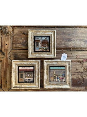 Empressco Kahverengi Çerçeveli 20X20 cm Taş Tablo Seti, Şık Dekorasyon Parçası