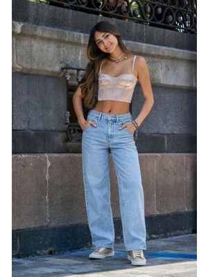 Hakke Baggy Yüksek Bel Jean Pantolon