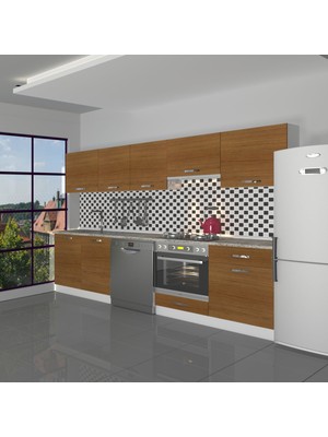 Decoraktiv Elite 280 Ankastre Fırın Modüllü Mdf Hazır Mutfak Dolabı - Tezgah Dahil - Naturel Ceviz
