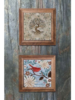 Empressco Şık Ahşap Çerçeveli Taş Duvar Dekoru 28X28 cm