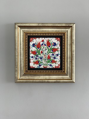 Empressco Şık Çini Çerçeveli Taş Duvar Tablosu 20X20 Cm, Dekoratif ve Zarif Tasarım