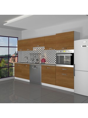 Decoraktiv Elite 280 Ankastre Boy Dolaplı Mdf Hazır Mutfak Dolabı - Tezgah Dahil - Naturel Ceviz