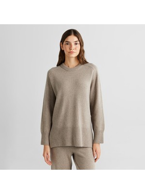 Gant Kadın Bej Relaxed Fit Bisiklet Yaka Kazak
