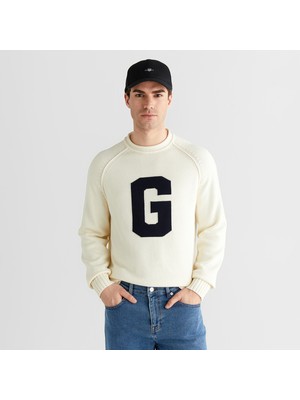 Gant Erkek Krem Regular Fit Bisiklet Yaka Triko
