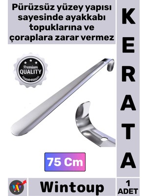 Wintoup #kerata Metal Paslanmaz Sağlam Uzun Lüks Ergonomik Çelik Krom Kaplama Ayakkabı Çekeceği Kerata 75 cm