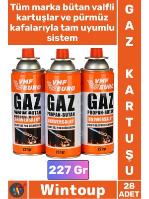 Wintoup #gazkartuş Premium Pürmüz Uyumlu Güvenli Butan Propan Kamp Ocak Gazı Valfli Kartuş 227 Gram 28 Adet