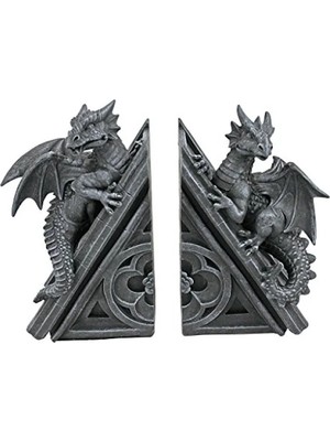 Bella Vista Gotik Kale Ejderhası Şeklinde Kitap Desteği, 12,5 x 4 x 20,5 cm