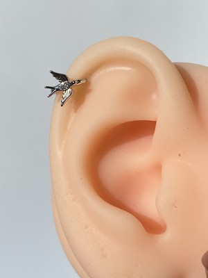 Kurukafa Gift Helix Tragus Kıkırdak Piercing Kırlangıç Figürlü Halka Model 8 mm