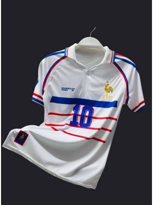Fransa 1998 Sezon Milli Takım Zin.edin.e  Zi'da.ne 10 Nostalji Beyaz Futbol Forması White