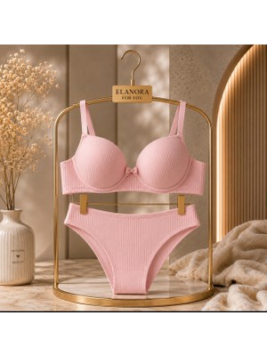 Elanoraforyou Elanora For You Kadın Siyah, Kırmızı, Pembe, Beyaz Fitilli Destekli Sütyen Külot Takımı Günlük Rahat Tarz ve Şık Iç Giyim