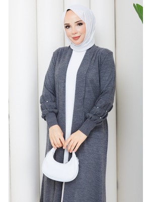 Pamuk Butik Kadın Kolu Taşlı Cepli Triko Hırka -PMK562