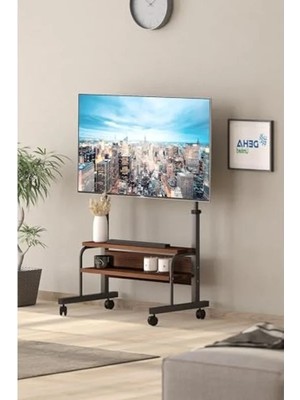Bella Vista Frenli Tekerlekli Yükseklik Ayarlı Tv Duvar Paneli Tv Standı Konsol Hareketli Televizyon Ünitesi