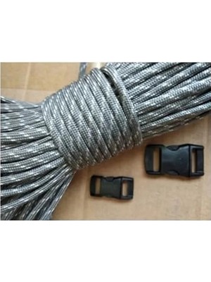 Bella Vista 4mm Kalınlığında Yedi Çekirdek 5 Metre Paracord Ipi, Gri-Beyaz