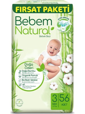 Bebem Bebek Bezi 3 Beden Fırsat Paketi 56 Adet