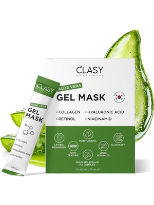Clasy Aloe Vera Jel Maske - Kolajen ile Nemlendirici Yüz Maskesi - Yanığına Ka