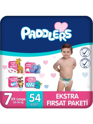 Paddlers Bebek Bezi 7 Numara Xx-Large 54 Adet (20-30 ) Ekstra Fırsat Paketi