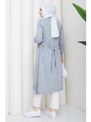 Pamuk Butik Kadın Kolu Taşlı Cepli Triko Hırka -PMK562