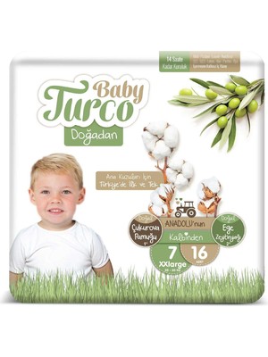 Baby Turco Turco Doğadan 7 Beden Xxlarge Bebek Bezi (1 x 16 Adet)