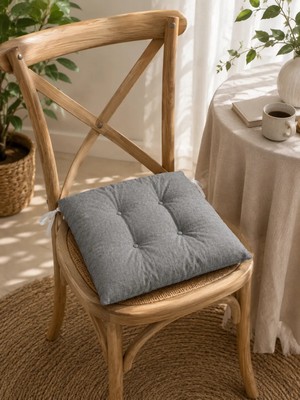 Yuvina 6'lı Sandalye Minderi 40X40 cm – Yumuşak Dolgulu, Yıkanabilir, Bağcıklı, Mutfak, Balkon, Bahçe ve Yemek Odası Için  Telasız - kırpıntı sünger