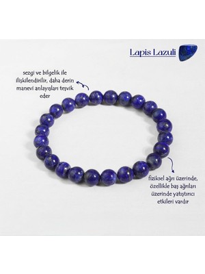 Taşmir Gerçek Lapis Lazuli Doğal Taş Bileklik 8 mm