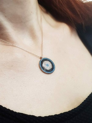 Canka Nazar Boncuğu Gümüş Kolye Mini Boy