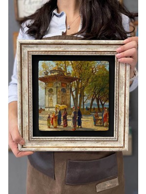 Empressco Şık Çerçeveli Taş Duvar Dekoru 30X30 cm Eski Istanbul Çeşmesi