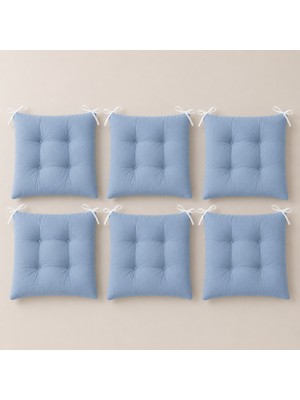 Yuvina 6'lı Sandalye Minderi 40X40 cm – Yumuşak Dolgulu, Yıkanabilir, Bağcıklı, Mutfak, Balkon, Bahçe ve Yemek Odası Için