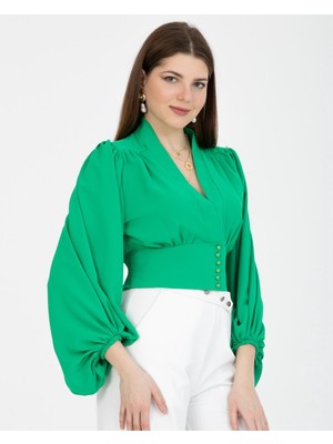 Paradice crop bluz yeşil