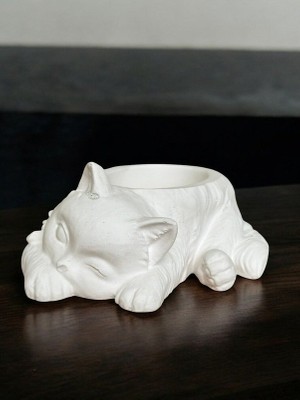 Artnest Uyuyan Kedi Minimalist Dekoratif Kaktüs ve Sukulent Saksısı, Beyaz Renkli Hediyelik Kaktüs ve Sukulent Saksısı , Ev Dekoru, Masa Dekoru, Hediyelik, Anneler Günü