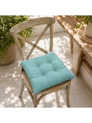 Yuvina 6'lı Sandalye Minderi 40X40 cm – Yumuşak Dolgulu, Yıkanabilir, Bağcıklı, Mutfak, Balkon, Bahçe ve Yemek Odası Için  Telasız - kırpıntı sünger