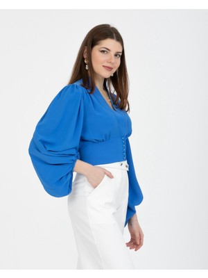 Paradice crop bluz mavi