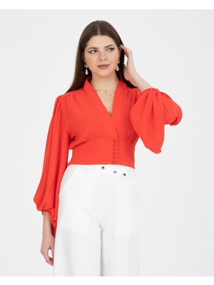 Paradice crop bluz turuncu