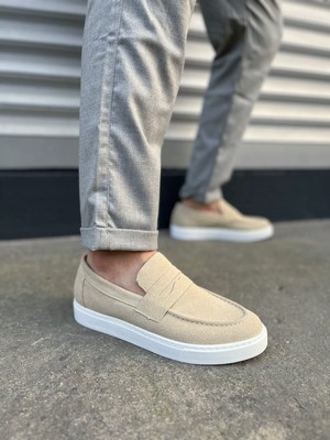 JET-180 Estilo x Bağcıksız Süet Erkek Günlük Spor Klasik Ayakkabı Sbt - Krem