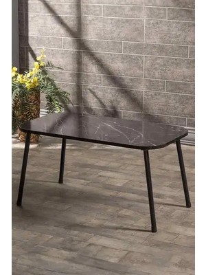 Orta Sehpa Kr Metal Ayak Siyah Mermer Desen