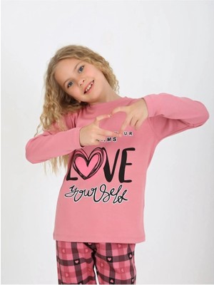 Kız Çocuk Uzun Kollu %100 Pamuklu Düğmeli Pijama Takımı 2/5 Yaş