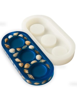 Alze Kimya Hobi 3\'lü Tealight Etli Silikon Kalıp | Epoksi ve Taş Tozu Çalışmalarına Uygun