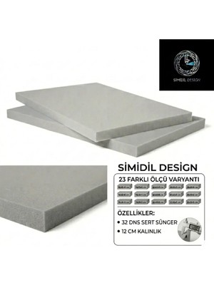 Simidil Design 32 Dns Sert 12 cm Kalınlık Yüksek Yoğunluklu 23 Ölçü Seçenekli-Yatak, Koltuk ve Minder Süngerleri