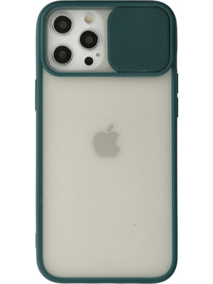 Kuhi Mey Ithalat®  iPhone 12 Pro Max Kılıf Palm Buzlu Kamera Sürgülü Silikon - Yeşil