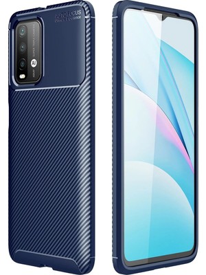Kuhi Mey Ithalat®   Redmi 9t Kılıf Auto Focus Karbon Kapak - Lacivert