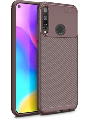 Kuhi Mey Ithalat®  Huawei P40 Lite E Kılıf Auto Focus Karbon Kapak - Kahverengi