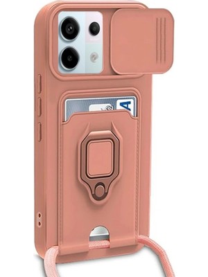 Kuhi Mey Ithalat®   Redmi Note 13 Pro 5g Kılıf Zuma Kartvizitli Yüzüklü Silikon - Pembe