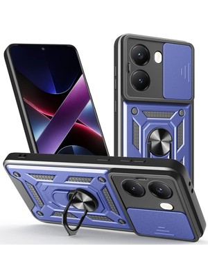 Kuhi Mey Ithalat®   Poco X7 Pro Kılıf Pars Lens Yüzüklü Silikon - Lacivert