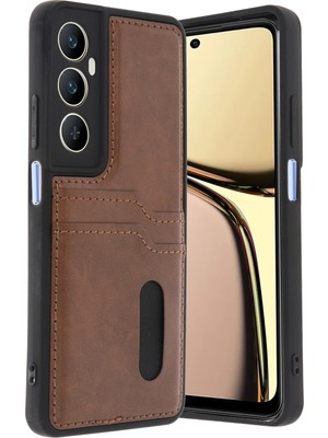 Kuhi Mey Ithalat®  Realme C65 Sara Kartvizitli Deri Kılıf - Taba