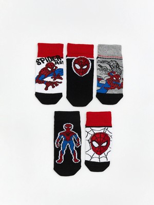 Lc Waikiki Yeni Sezon Spider-Man Desenli Erkek Çocuk Patik Çorap 5'li