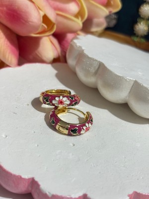 Maison Lune Koyu Pembe Mineli Küpe